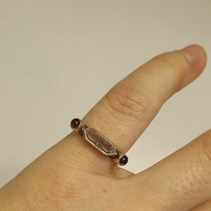 Sterling Silver rose quartz and Garnet Ring